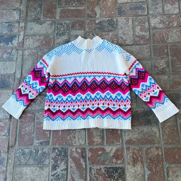 LOFT Ann Taylor Winter Sweater Christmas Pullover Cozy Pink White Size XL - Picture 1 of 3